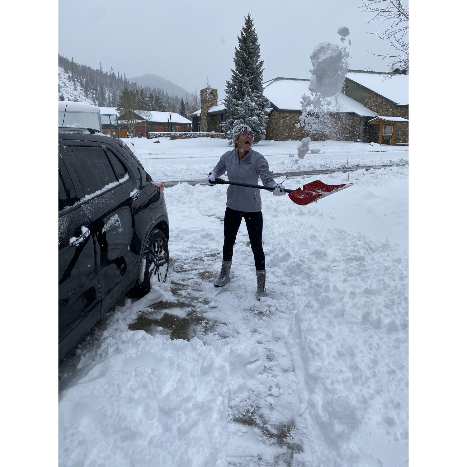 First time shoveling snow, having a blast!