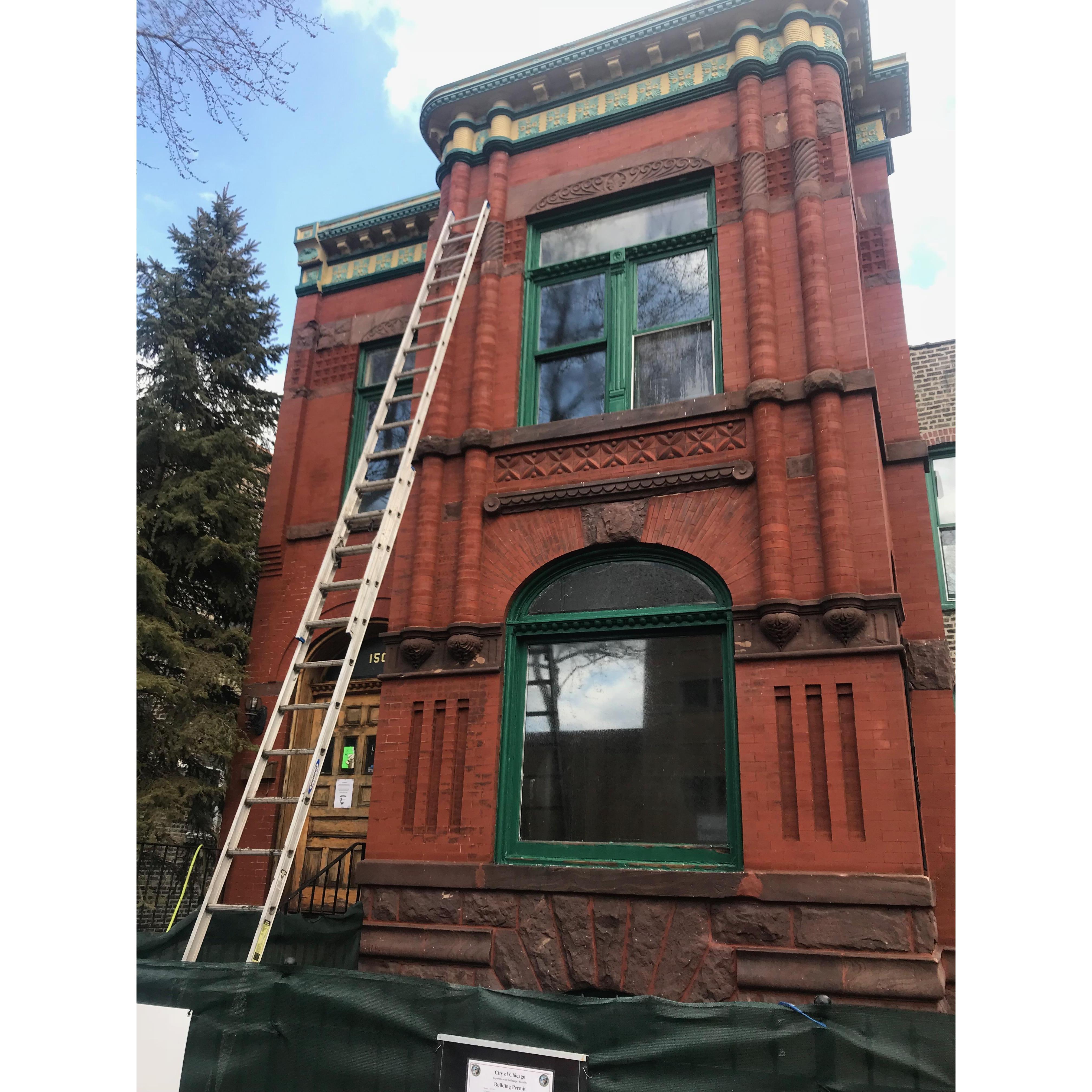 We fell in love with this facade, which is being restored.