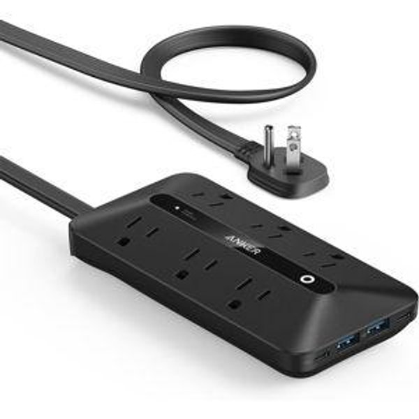 Anker 300J Flat Plug 10-in-1 Ultra Thin Power Strip with 6 AC