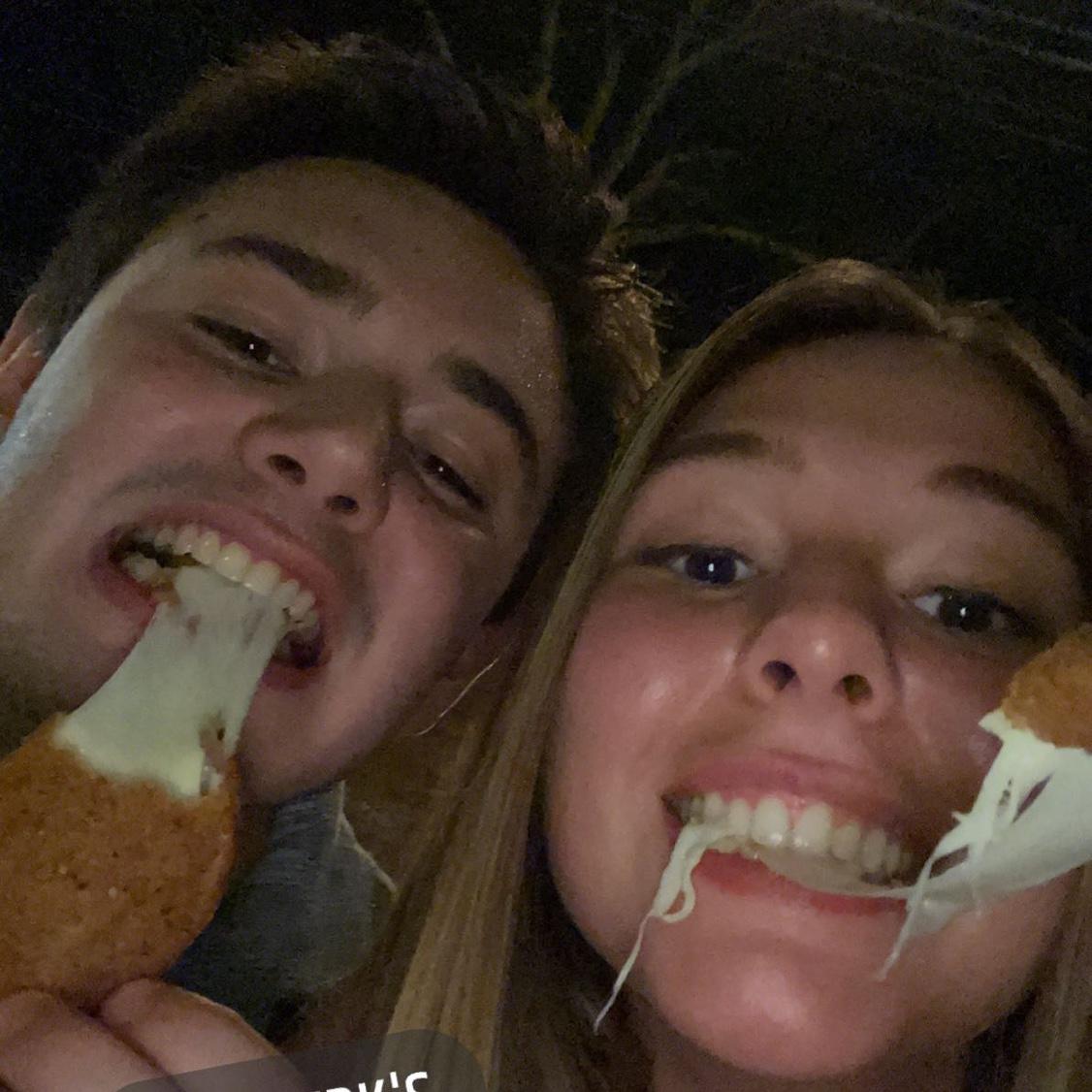 Enjoying the famous mozzarella triangles at Magerks Elon. 08/28/21