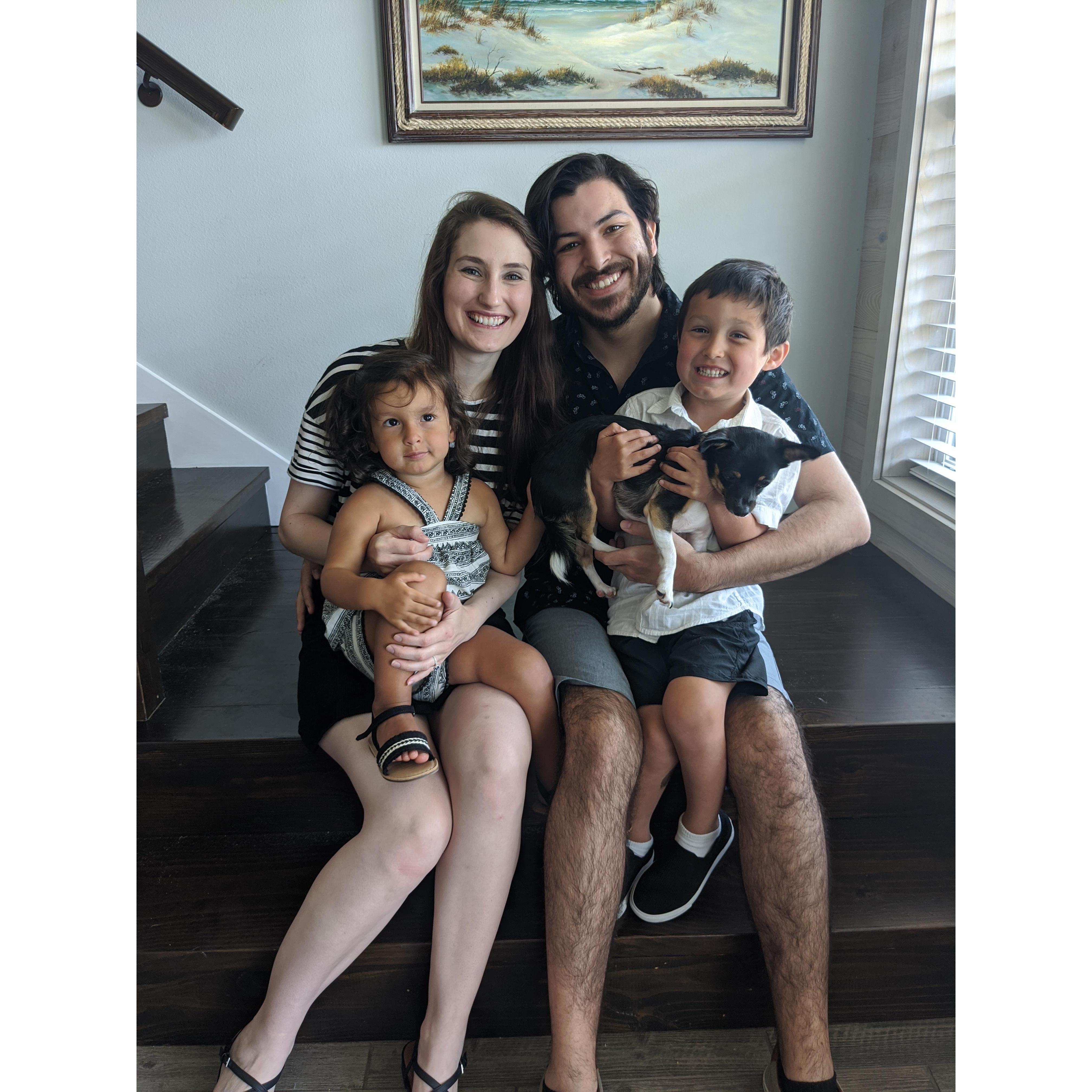With ring bearer James and flower girl Gaby (and Penny), August 2020