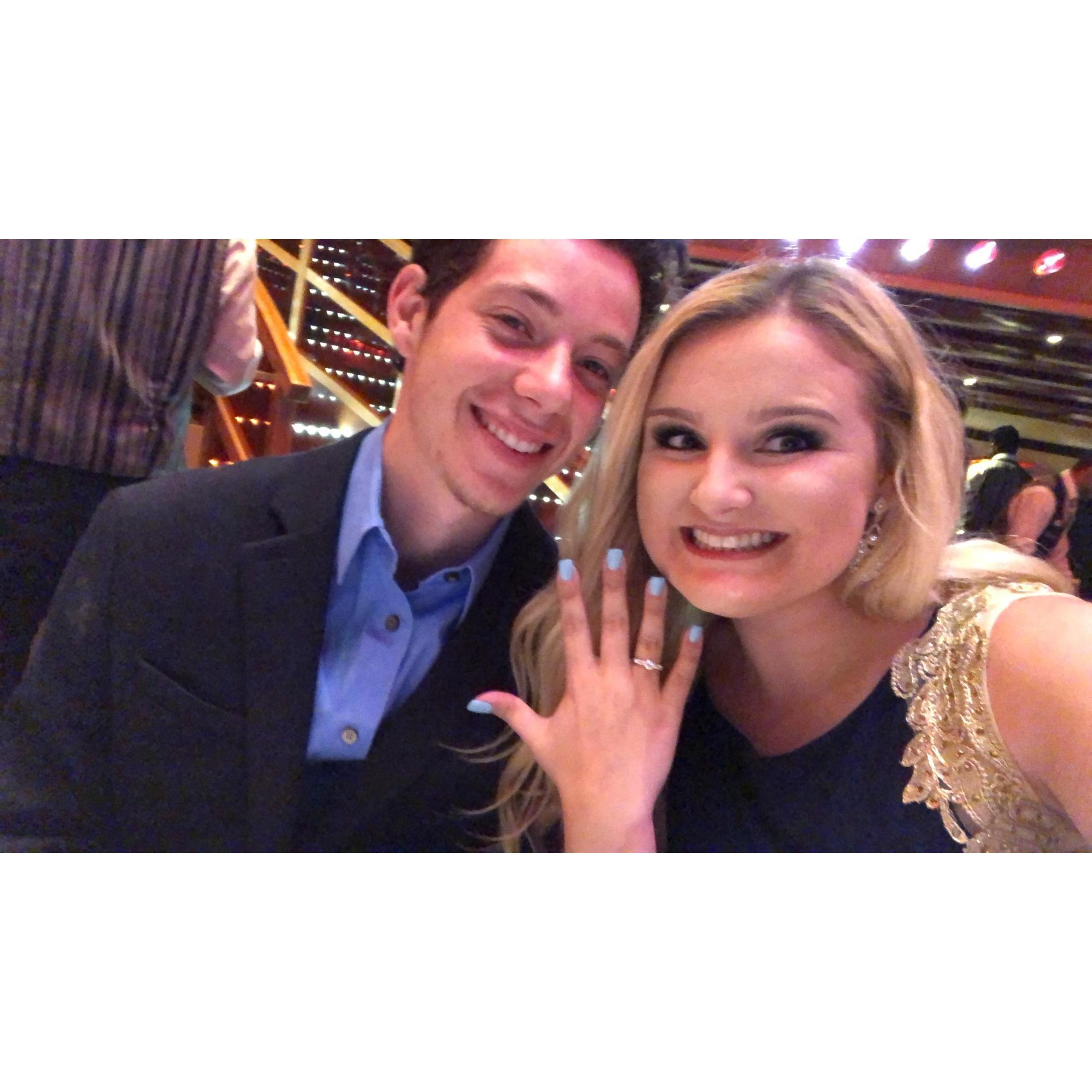 Dinner after he proposed!