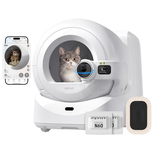 PETKIT Purobot Ultra Auto Waste Packing & Multi-Cat Toilet Behavior Ai Camera Tracking Automatic Self-Cleaning Cat Litter Box, Smart Robot with 5G WiFi App Control&Integration Safety&Odor Free