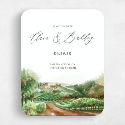 Green Rounded Wedding Save the Date - Hillpine Classic