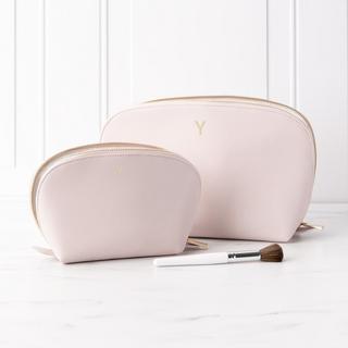 Personalized Blush Vegan Leather 2-Piece Travel Set