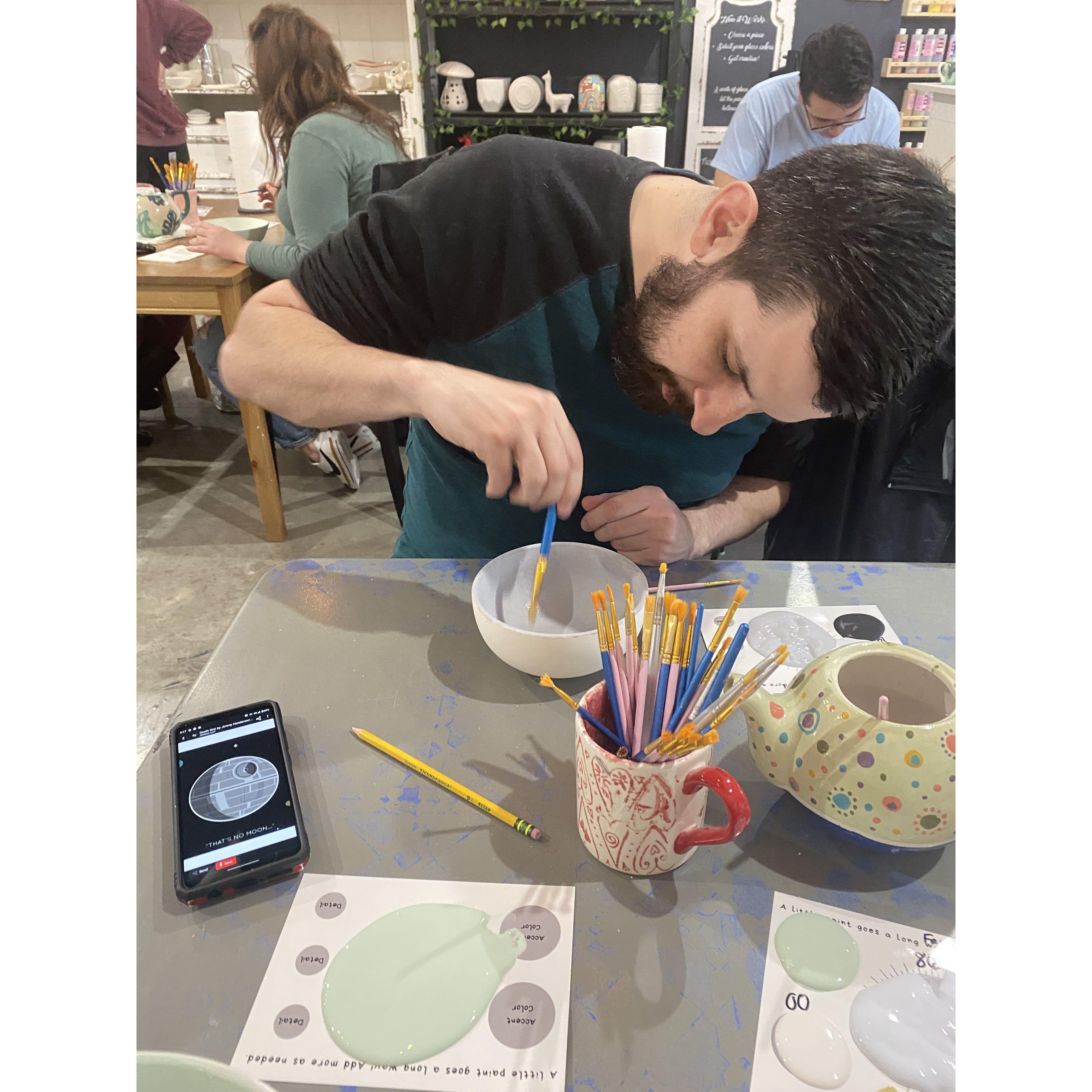 April 2024 - Pottery painting for Valery's birthday