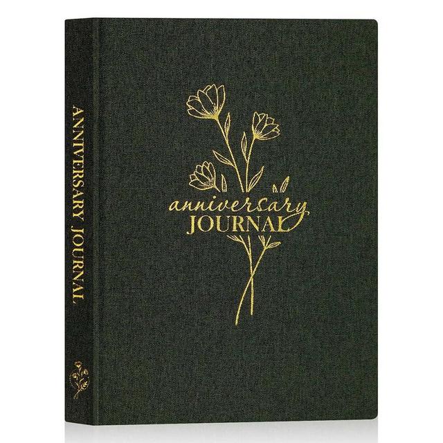 Lanpn Wedding Anniversary Journal Notebook - Linen First Year to 70th Anniversary Scrapbook Memory Book for Couples - Newlywed Marriage Journal Wedding Anniversary Book Gifts (Green, 190 Pages)