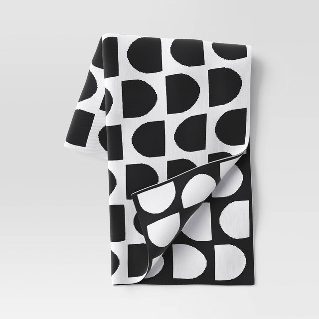 Reversible Knit Geo Throw Blanket Black - Threshold™: Jacquard Design, Cozy Midweight Fabric, 50x60", Multicolored