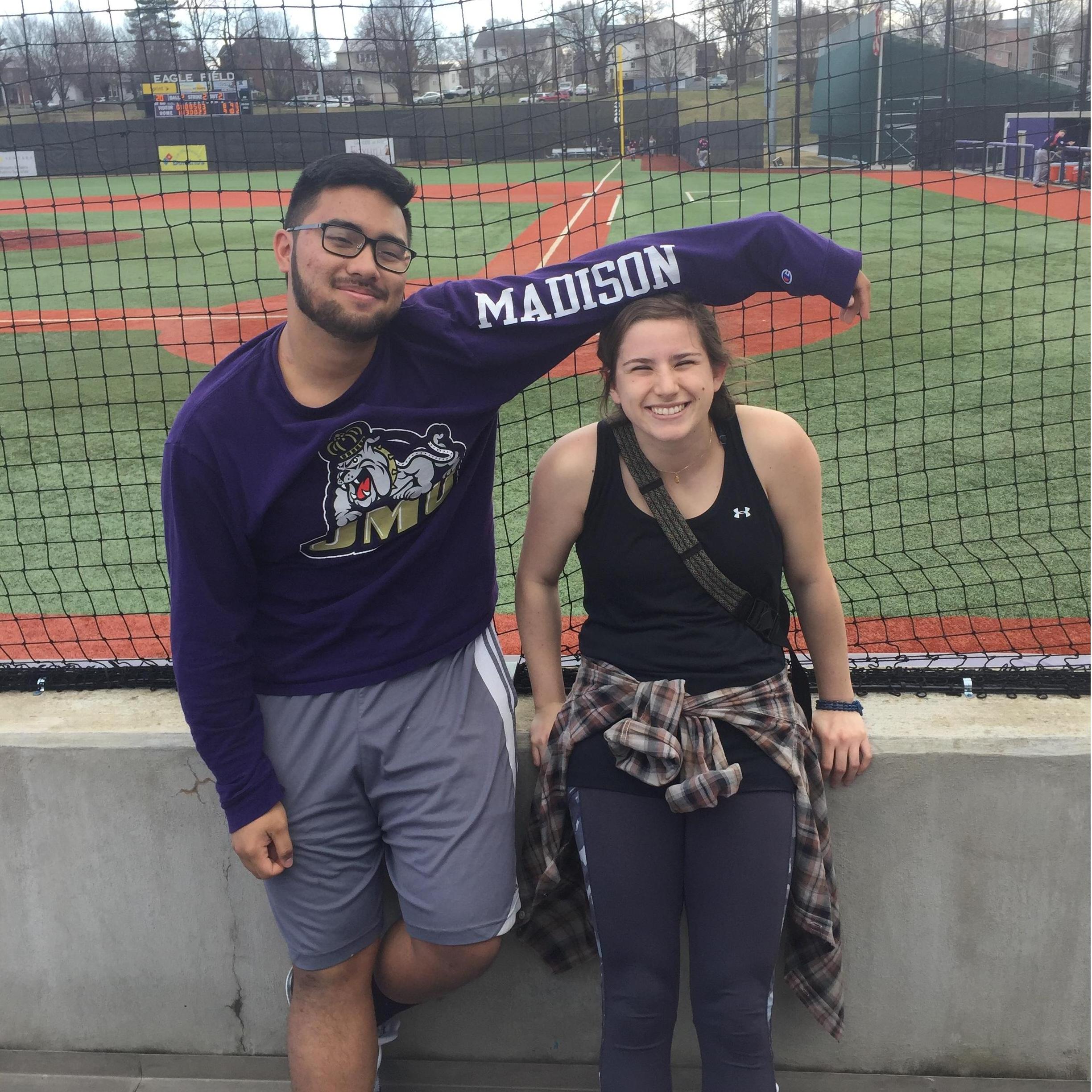 Madison and AJ sharing their love for baseball and JMU!