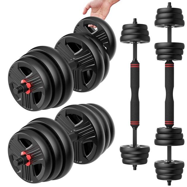 UKEEP Adjustable Dumbbells, 20/30/40/55/60/70/80/90lbs Free Weight Set with Connector, 2 or 3 in 1 Dumbbells Used as Barbell, Kettlebells, Fitness Exercises for Home Gym Suitable for Men/Women