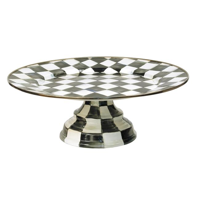 Courtly Check Enamel Pedestal Platter – Large