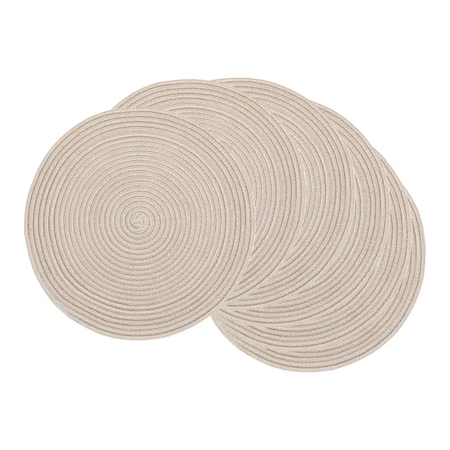 REGALWOVEN Farmhouse Thick Rattan Washable Kitchen Placemats 6 Pcs Cream