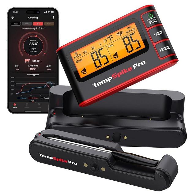 ThermoPro WiFi Bluetooth Wireless Meat Thermometer Digital, Unlimited Range,Detachable Thiner Meat Probe & Standalone Base,1050°F Heat Resistance,Food Thermometer for Cooking Grill Smoker Oven Fryer