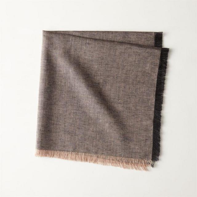 Linen Chambray Black Fringe Napkin