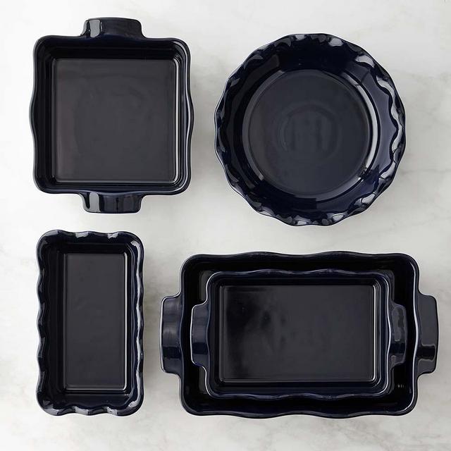 Emile Henry Ultimate 5-Piece Ruffled Bakeware Set, Navy