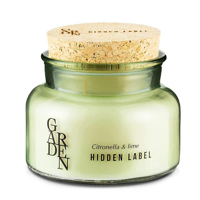 Hidden Label Citronella Candles Outdoor, Large Candles for Home Patio Citronella & Lime 17.6oz 2 Wicks 75hrs Burning, Soy Scented Candles Garden Collection