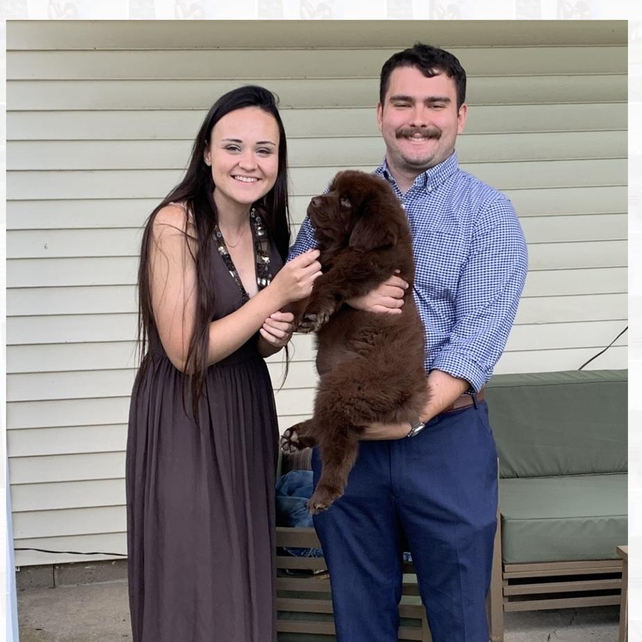 Brennan, baby Gus, and Parker before Brennan’s birthday dinner 2021