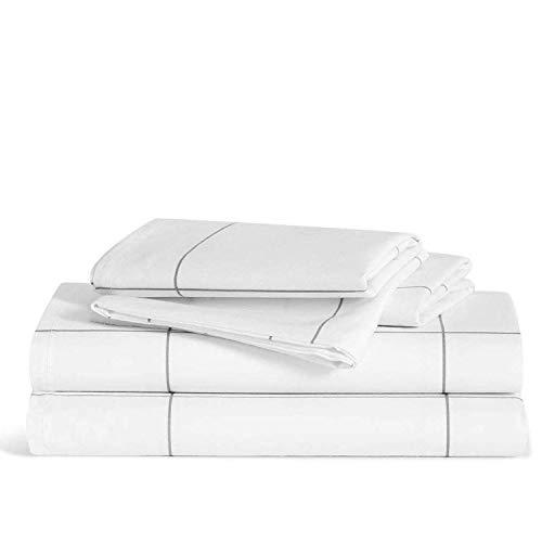 Brooklinen Luxe Core Sheet Set – Includes 1 Flat Sheet, 1 Fitted Sheet + 2 Pillowcases – 480 Thread Count Sateen Sheet Set – 100 Percent Long-Staple Cotton – Oeko-TEX Certified – Windowpane – King