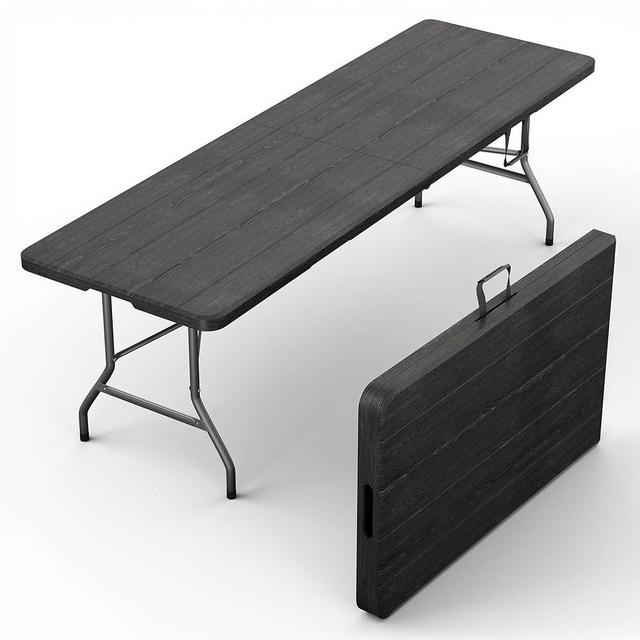 Our Modern Space 8 Feet Foldable Table with Built in Handle & Steel Legs | Heavy Duty Portable | Perfect for Party, Dining, Wedding, Events, Picnic Indoor, Outdoor, Camping, Utility, Temporary
