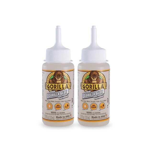 Gorilla Clear Glue, 3.75 Ounce Bottle (Pack of 2) - Crystal Clear, All Purpose, and Water Resistant