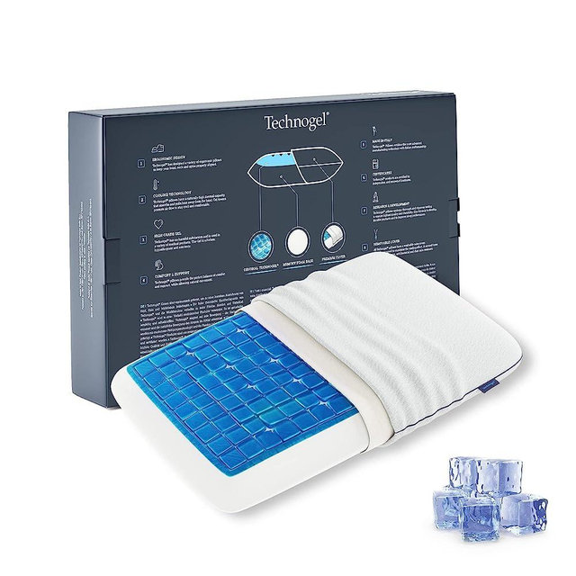 Technogel Deluxe Medium 4 ½ Inch Luxurious, Pressure Relieving, Cooling Gel & Memory Foam Bed Pillow – Ergonomic Design, No Odor