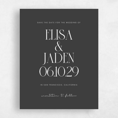 Dark Charcoal, Grey Wedding Save the Date - Garrett Portrait