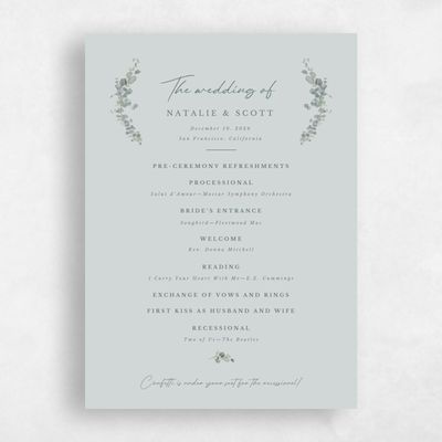 Blue Sage Mist Wedding Program - Verde