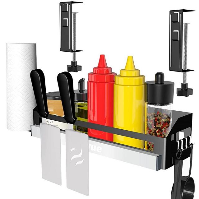 Griddle Caddy for Blackstone Griddle Accessories, Space Saving Grill Accessories, BBQ Accessories Storage for Blackstone Griddles 28"/36" with a Magnetic Tool Holder & Paper Towel Holder & 4 J-Hooks