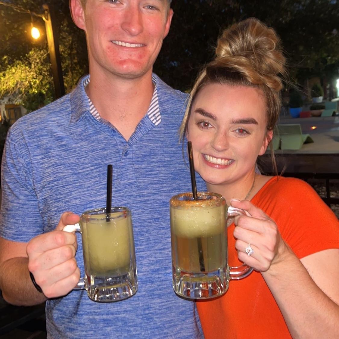 The night we got engaged celebrating with how we met!