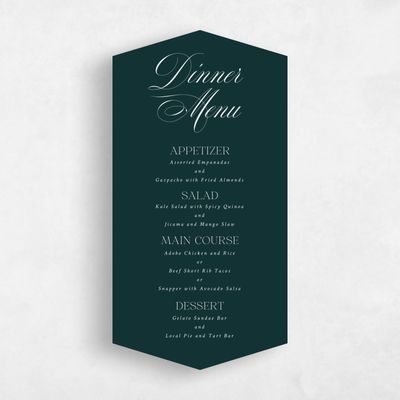 Green Diamond Wedding Menu - Hunter