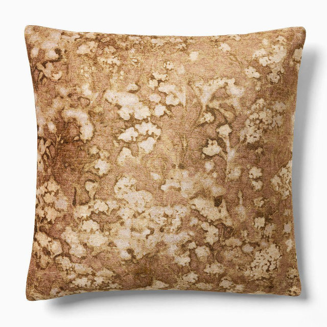Abstract Hydrangea Pillow Cover, 20x20, Dark Camel