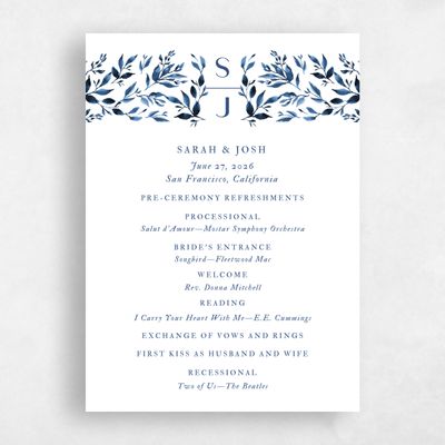 Dusty Cobalt, Blue Wedding Program - Madilou