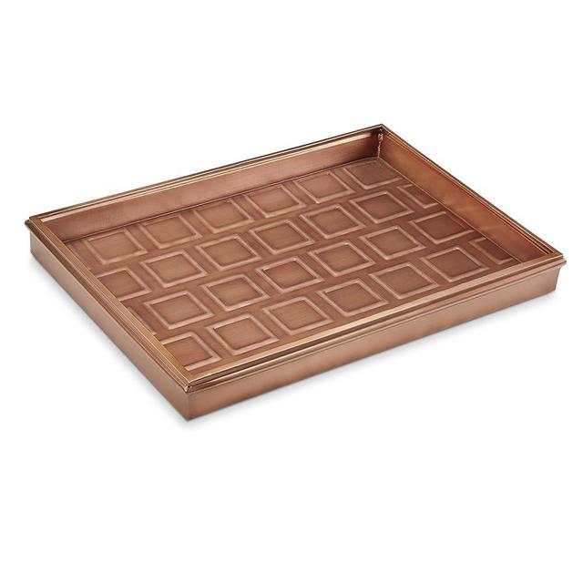 Good Directions Small Boot Tray, Squares Multi-Purpose All Weather Decorative Boot Tray, Shoes, Plants, Garage, Patio Door, Pet Bowls, 20 inch Entry Indoor Shoe Tray for Apartment, Copper Finish