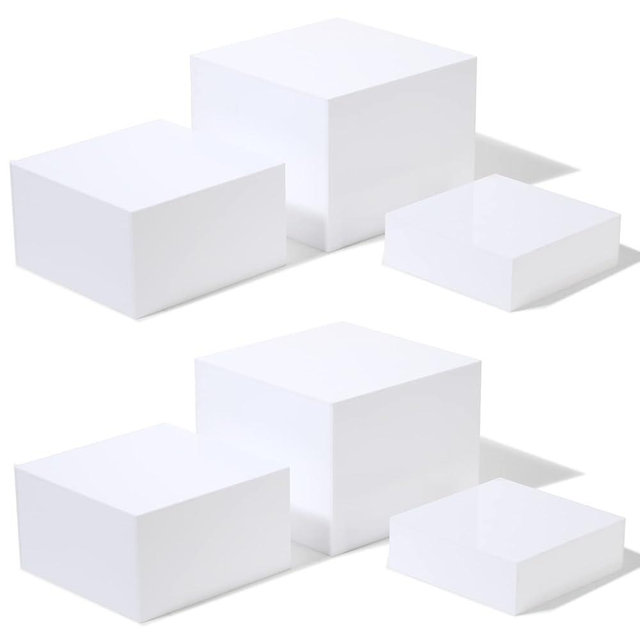 6pcs White Acrylic Food Display Risers Stands,Dessert Risers Buffet Display Stands,White Acrylic Boxes Display , Food Risers Catering Food Stands, Vendor Events Retail Food Display, Stackable Display Risers Props, Food Service Risers Set Up