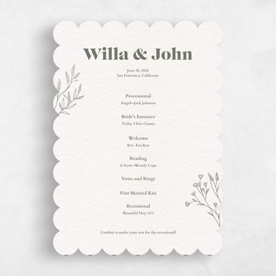 Beige Scalloped Wedding Program - Sylvan
