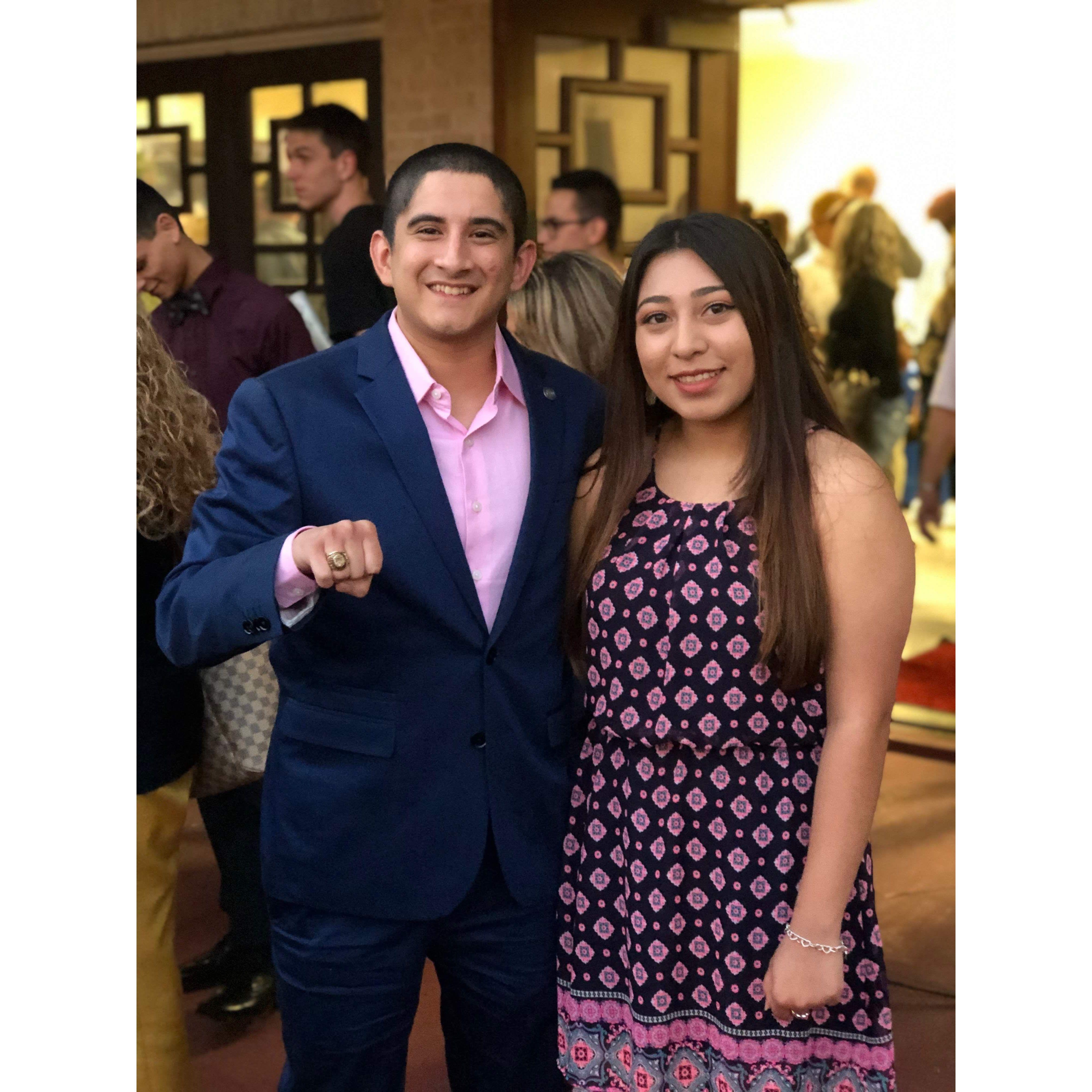 First picture taken together at Isaac's college ring ceremony in 2018. (Photo creds to Cecilia)
