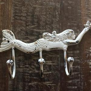Beach Decor White Mermaid Triple Wall Hook - Mermaid Decor - Wall hook - Coastal Home Decor - Beach Decor - Mermaid Hook - Shabby Chic Hook