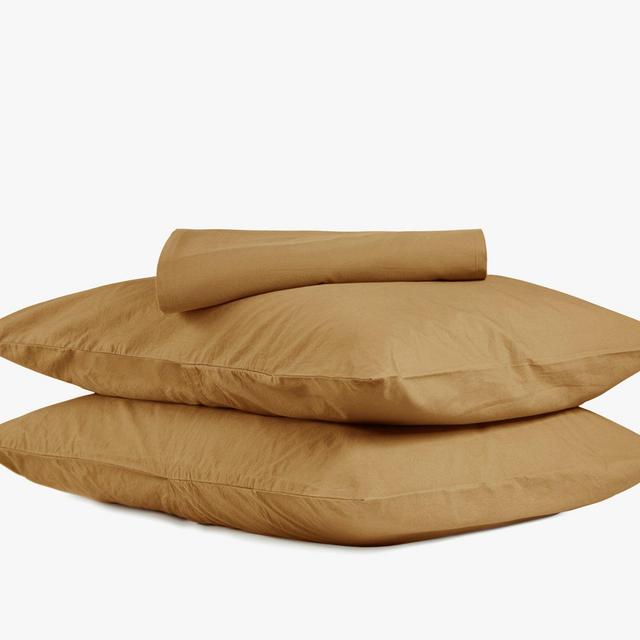 King Brushed Cotton Sheet Set with Top Sheet in Ochre