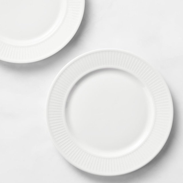 Pillivuyt Plisse Porcelain Salad Plates, Set of 8