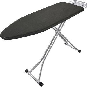 Ironing Board, Heat Resistant Cover Iron Board with Steam Rest, Non-Slip Foldable Ironing Stand. Heavy Sturdy Metal Frame Legs Iron Stand(13 * 34 * 53 Inches) (Silver Black)