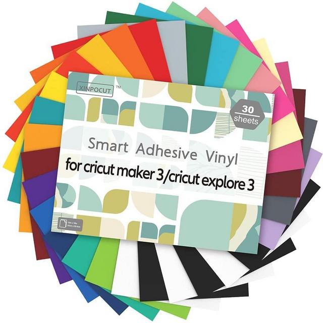 SPECUT Smart Adhesive Vinyl Permanent 30 Sheets (13x10in) - for Cricut Maker 3/Explore 3 Smart Adhesive Vinyl Sheets ,Outdoor Vinyl for cricut,Party Decoration,mug-26 Color Vinyl for Craft Cutter