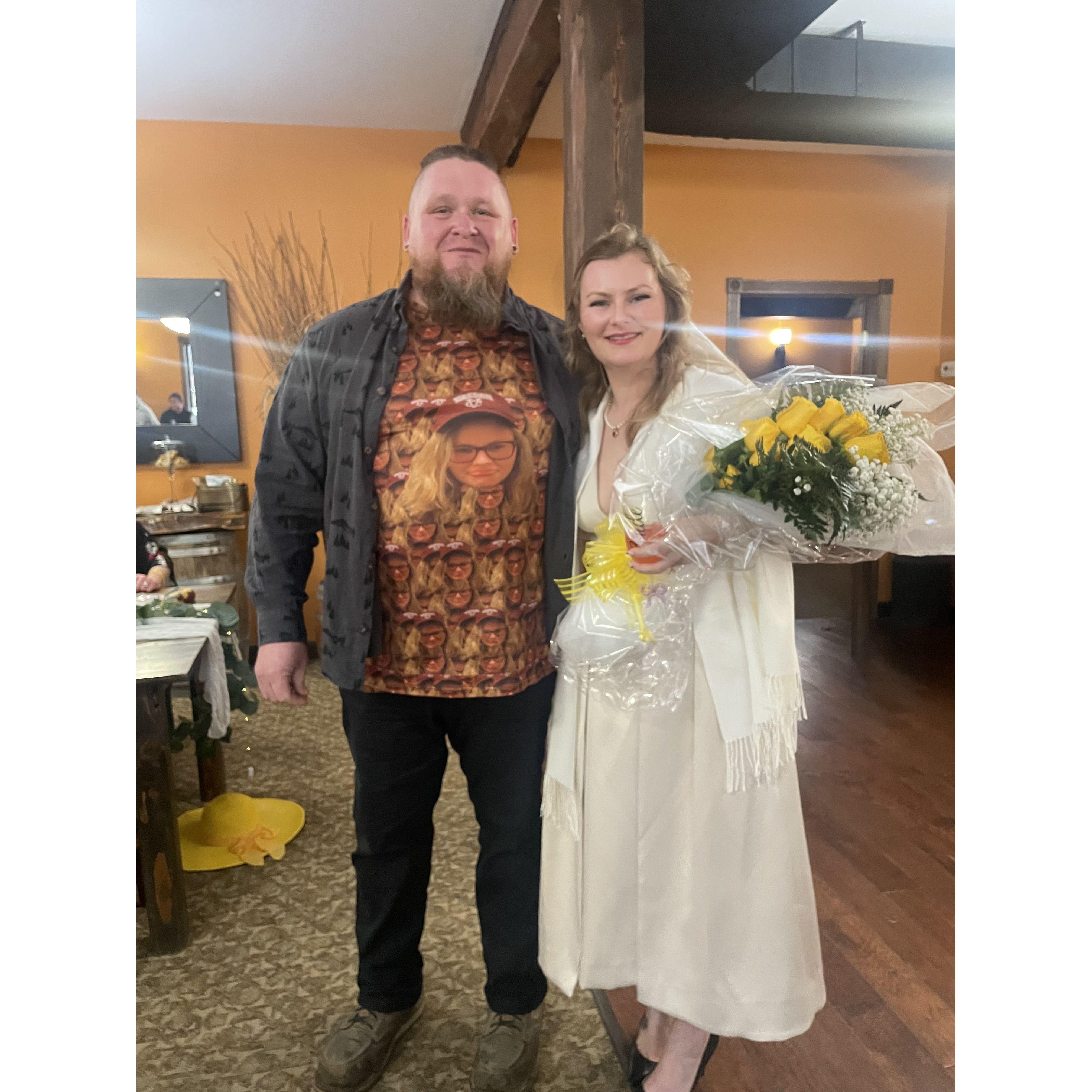 Chris and his bridal shower custom shirt surprise