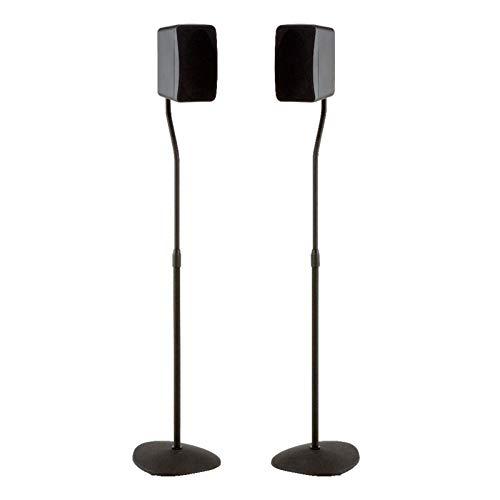 Sanus Adjustable Height Speaker Stand - Extends 28" to 38" - Holds Satellite & Small Bookshelf Speakers (i.e. Bose, Harmon Kardon, Polk, JBL, KEF, Klipsch, Sony and Others) - Set of 2 - Model: HTBS