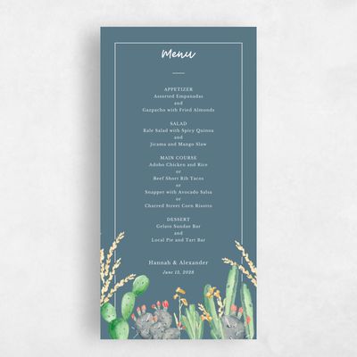 Slate, Blue Wedding Menu - Aurora