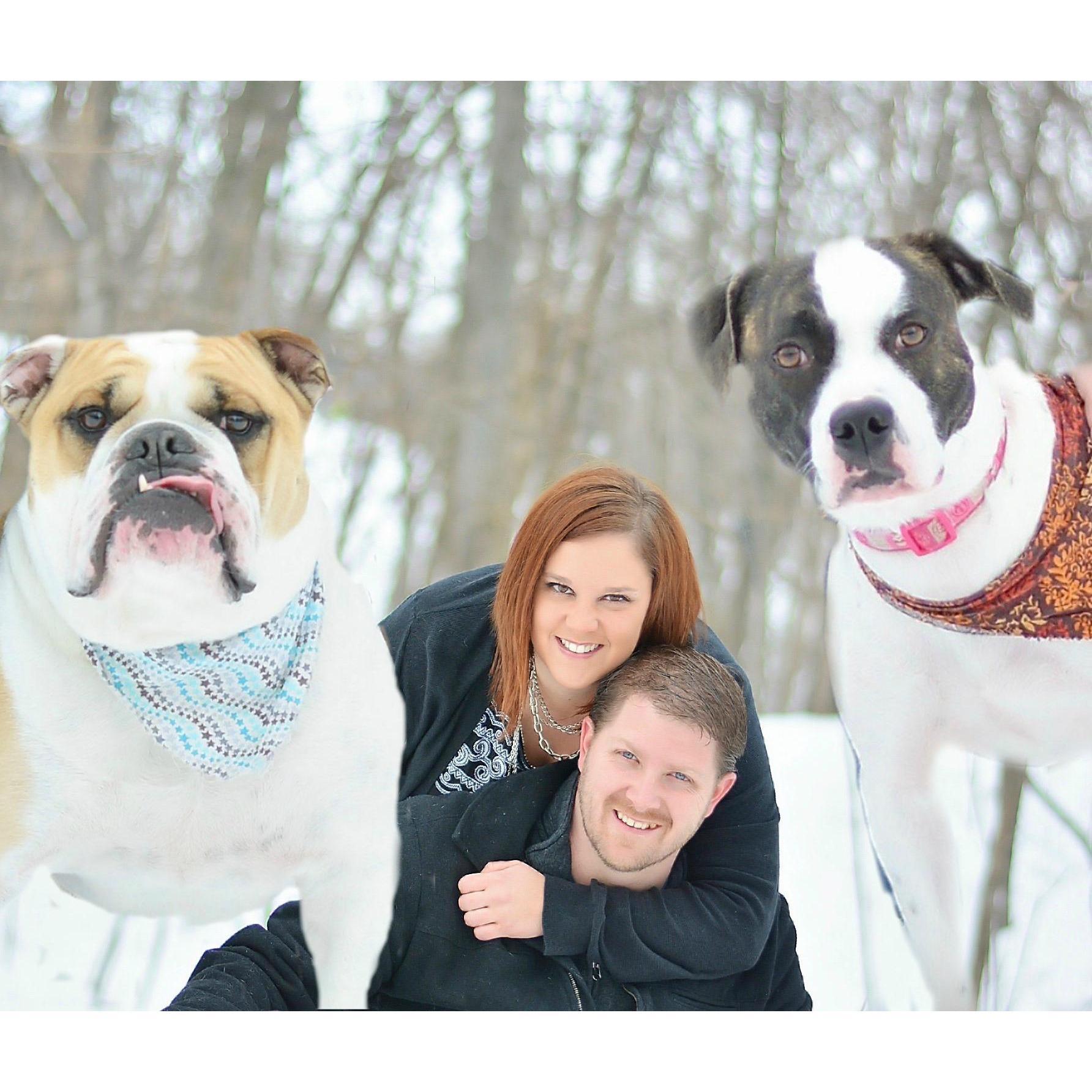 2016 holiday card! The dogs are really the rulers of the roost so they may as be bigger than us.