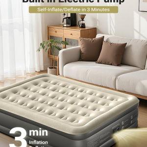 iDOO Air Mattress Queen with Built in Pump, 18 Raised Comfort Blow up Mattress, Inflatable Mattress for Home and Guest Bed, Upgraded Four Chamber Portable Air Bed, Colchon Inflable, 650 lbs Max