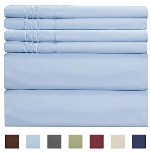 King Size Sheet Set - 6 Piece Set - Hotel Luxury Bed Sheets - Extra Soft - Deep Pockets - Easy Fit - Breathable & Cooling Sheets - Comfy - Light Blue Bed Sheets - Baby Blue - Kings Sheets - 6 PC