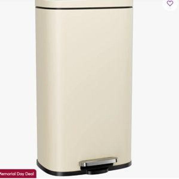 Arlopu 8/13.2 Gallon Step Trash Can, Stainless Steel Garbage Bin, Soft-Close Rubbish Bin with Removable Plastic Inner Bucket, Fingerprint-Proof, Lid Dustbin, Suit for Kitchen (Beige, 30L)
