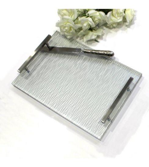 Lucite Challah Board - Silver/Clear