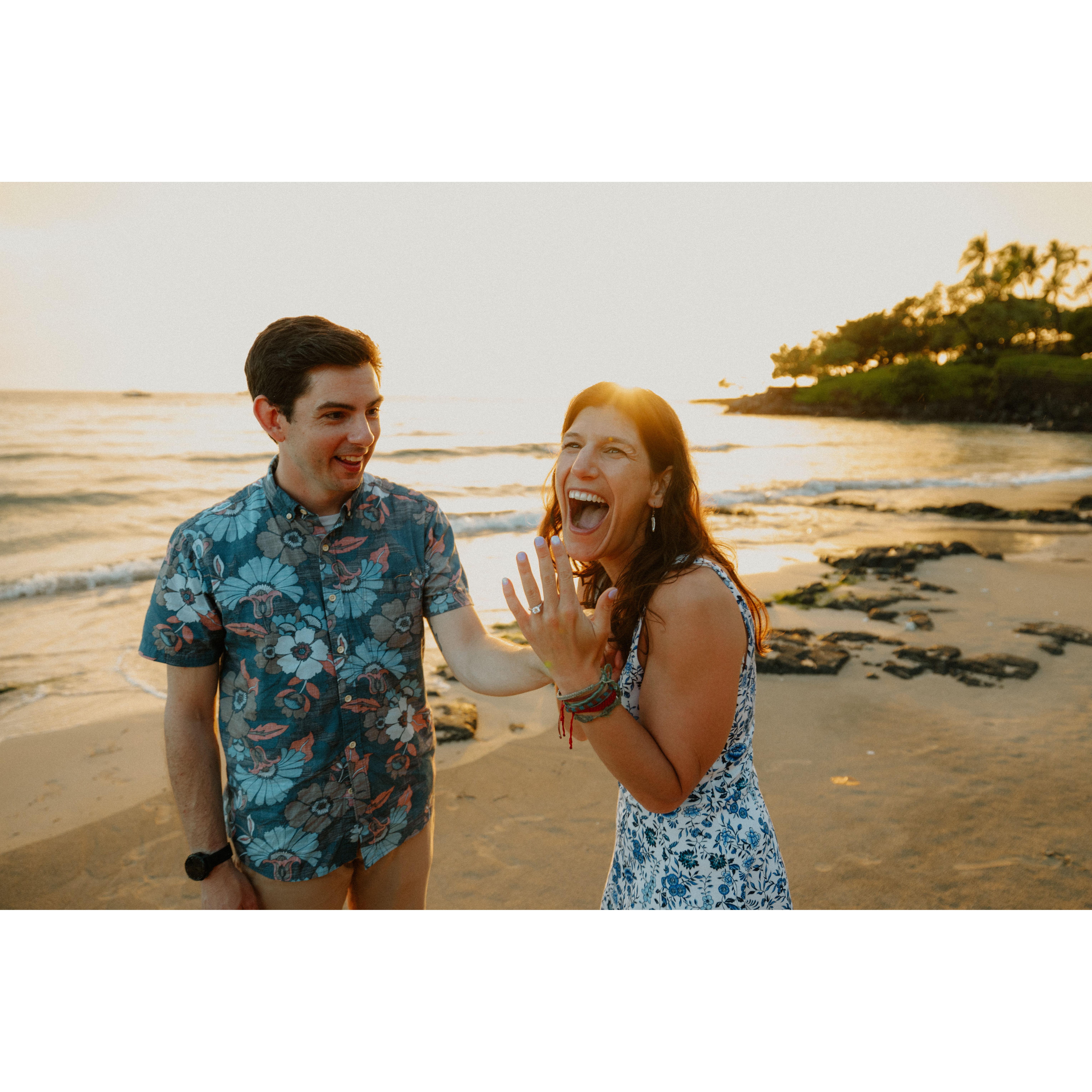 Becca is very happy and excited to be engaged